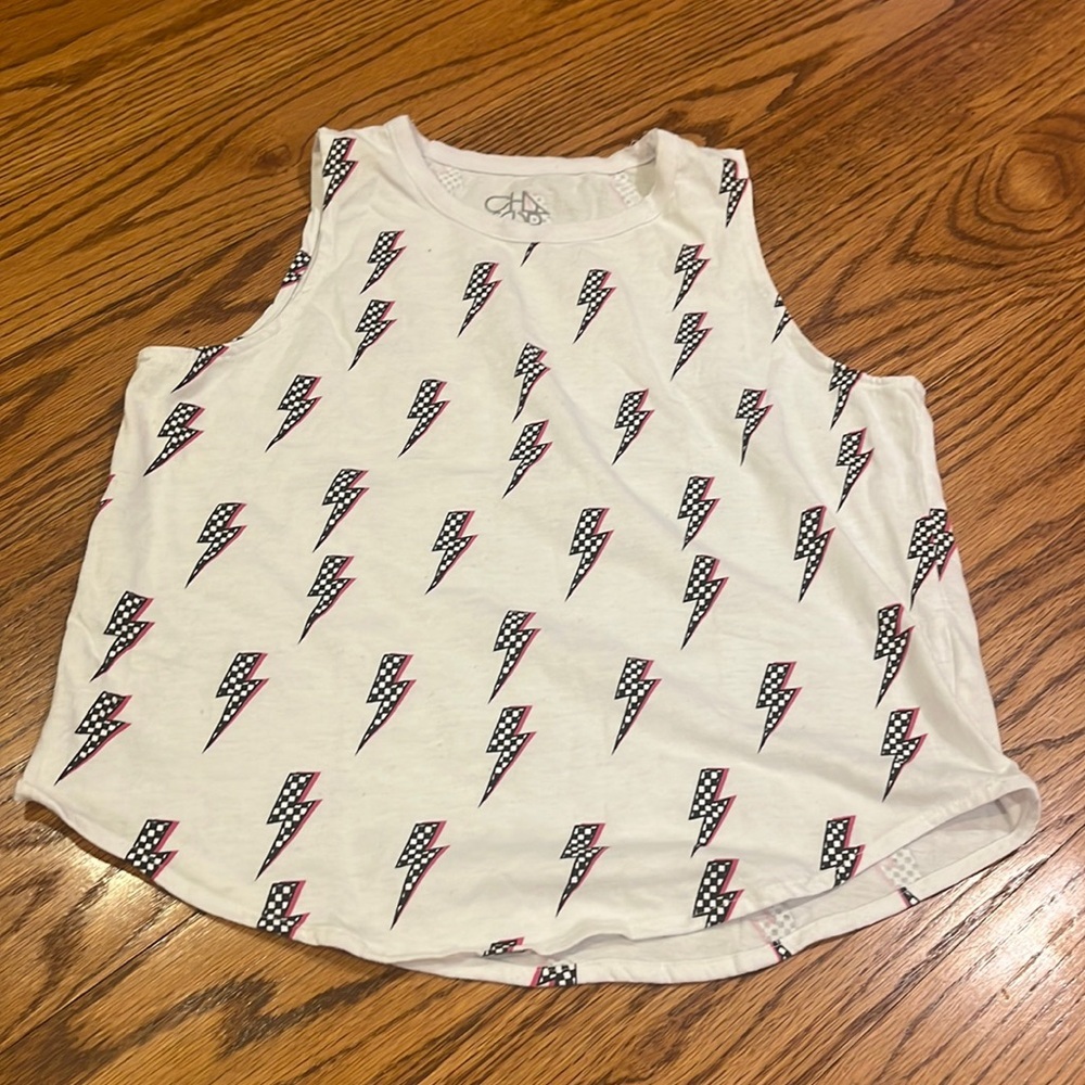 Chaser Girl’s White Lightning Bolt Tank Size 12